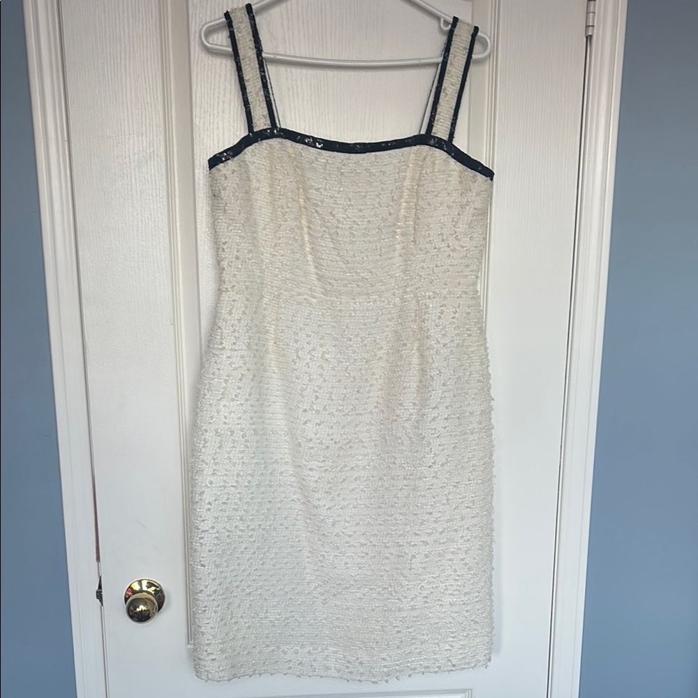 J. Crew Cream Mini Dress with Black Accents
